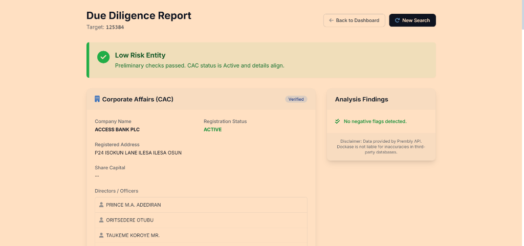 Due Diligence Report